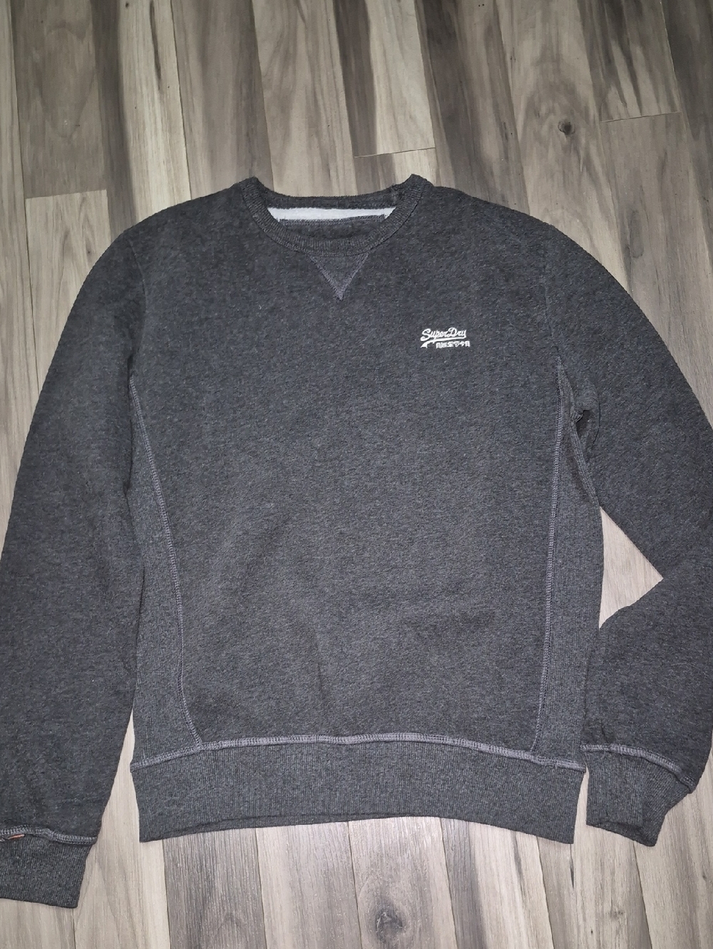 Superdry Men's Dark Gray Crewneck Sweatshirt with Subtle Logo Size XL*but